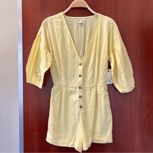 New Billabong Jumpsuit Size Medium New With Tags 100% Cotton Yellow Fabric New